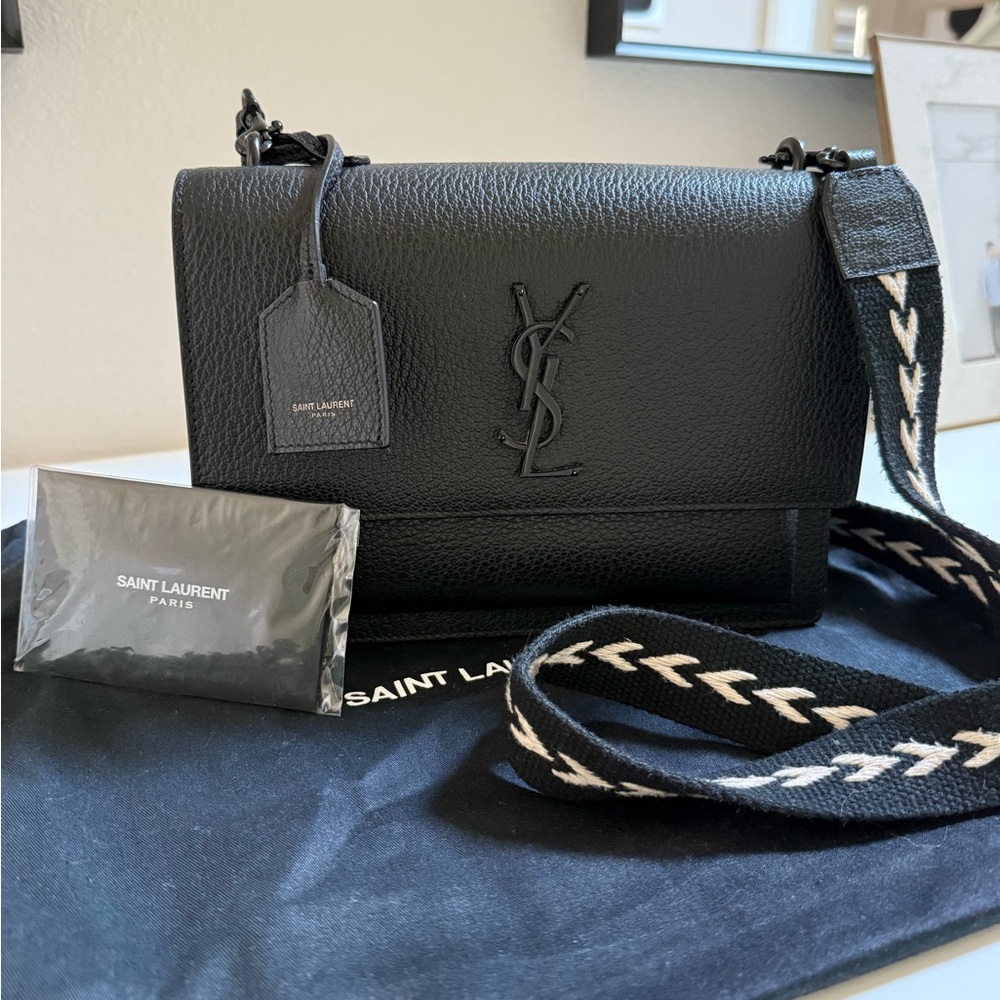 Saint Laurent Black Sunset Satchel Bag